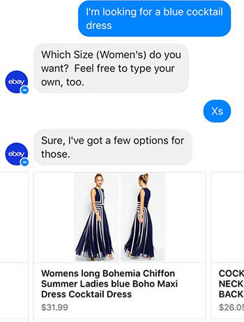 eBay ShopBot Facebook Messenger Retail Shopping Chatbot